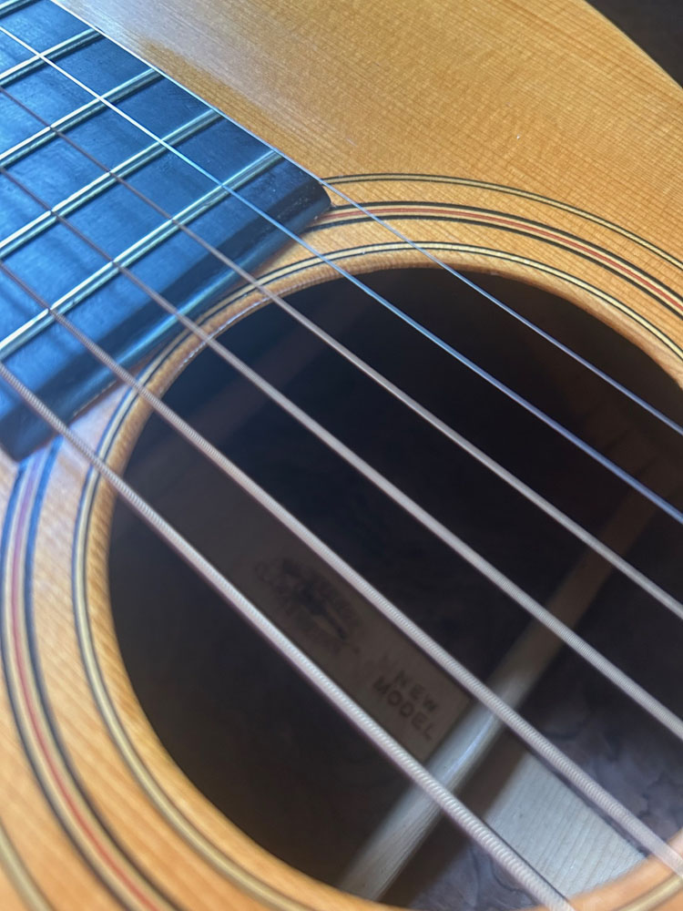 1920s Parlor Guitar sound hole and label