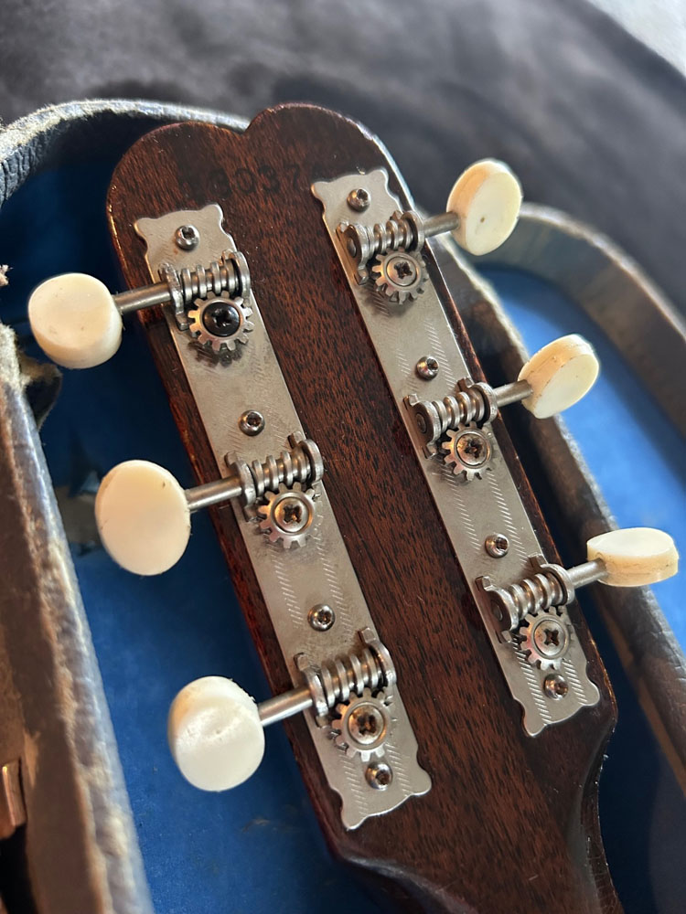 1965 Asymmetrical Cut Epiphone Olympic peghead back