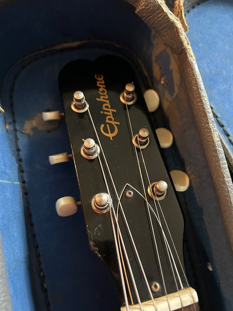 1965 Asymmetrical Cut Epiphone Olympic peghead